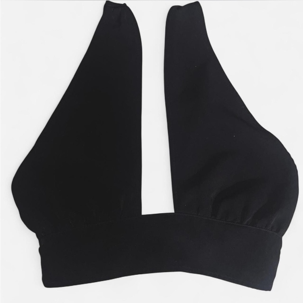 H&M Black Deep V-Neck Crop Top